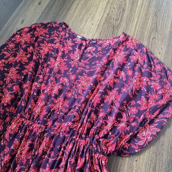 💙 Lands End Oversized Tunic Cover Up Dress Cover up Waiststring 100% Viscose - Picture 6 of 9